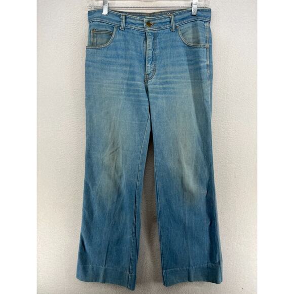 Vintage 70s WILD OATS Jeans Womens XL Mens 36 Cotton Denim Bootcut Hi Rise
